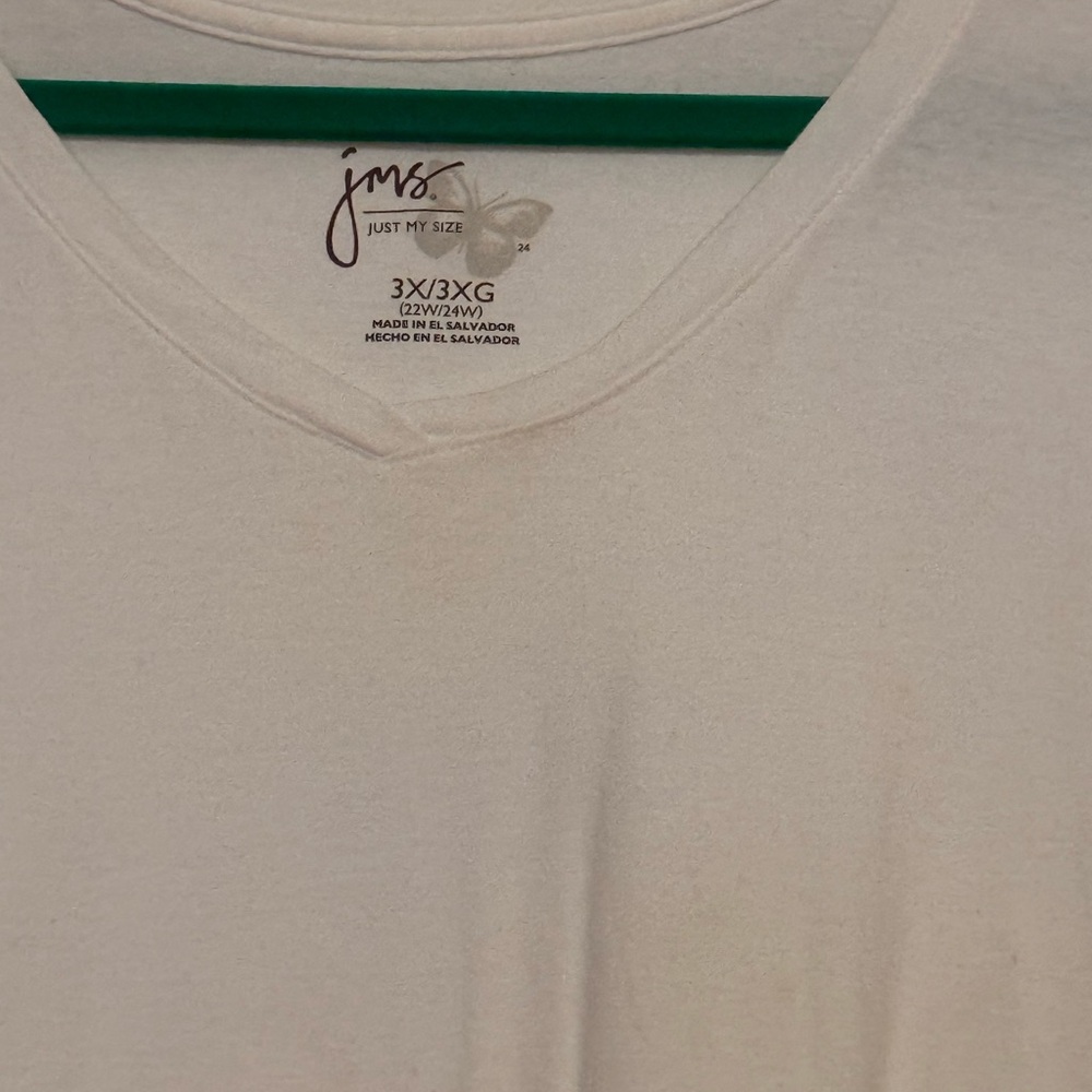 Just My Size Classic White V-Neck Tee